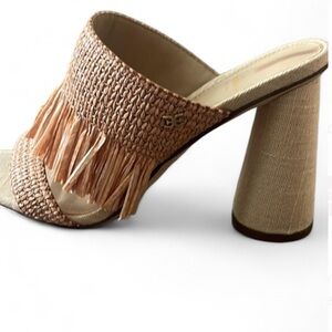Sam Edelman Womens Kamryn Tan Woven Fringe Slide Mule Sandals size 6.5 Bohemian